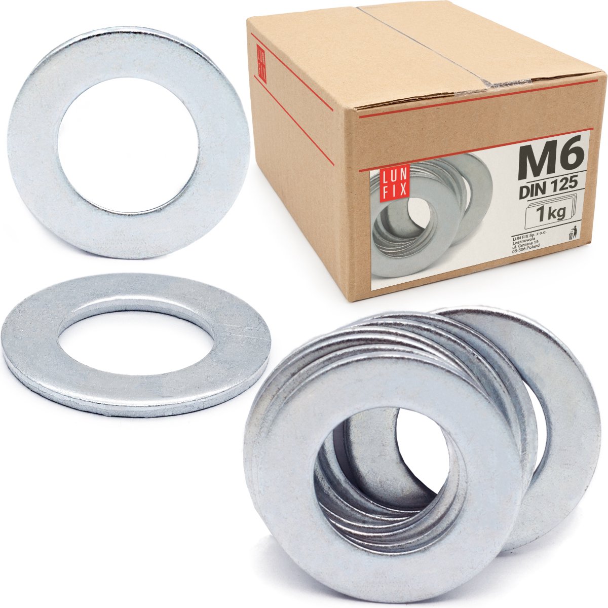 LUN FIX - Platte sluitring M6 verzinkt DIN 125 - 1kg