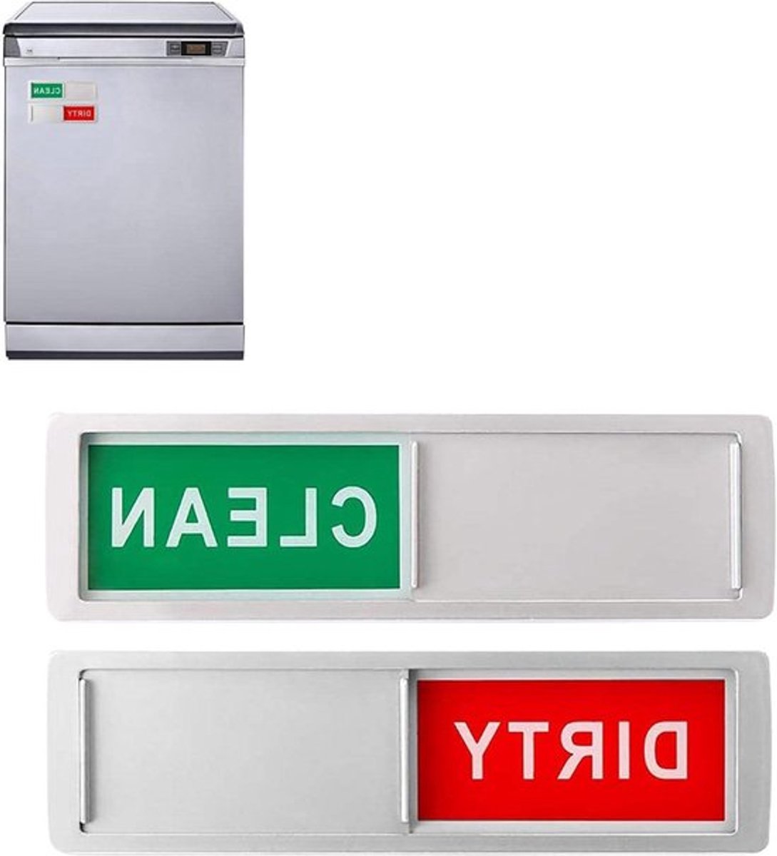 Schoon/Vuil Vaatwasser Magneet - Keukenaccessoire - Indicator - Zilver/Rood/Groen