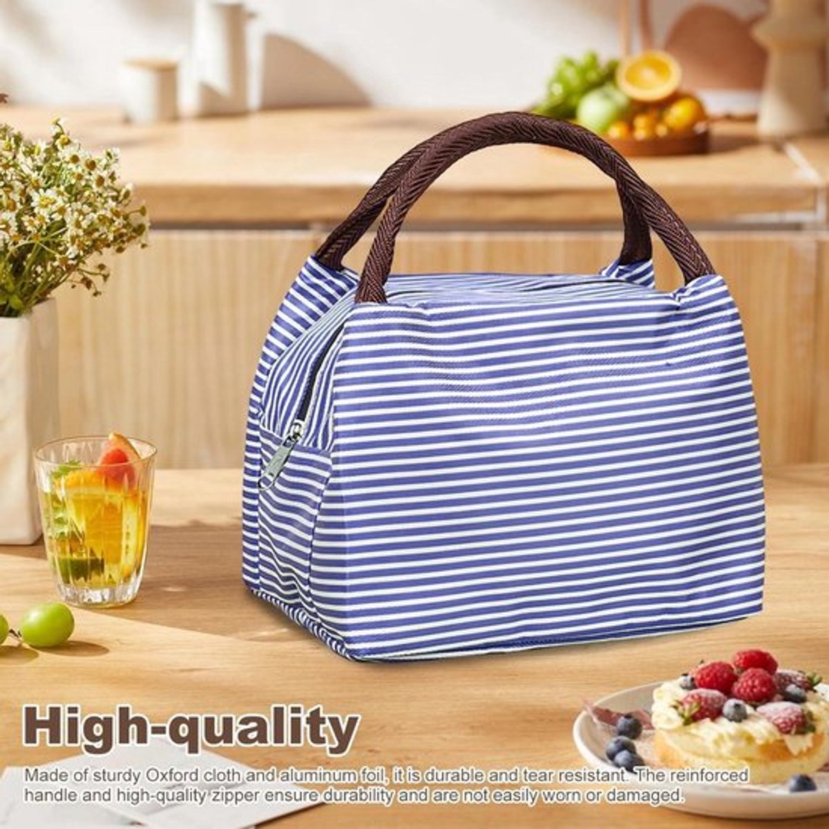 Opvouwbare geïsoleerde lunchtas met 2 stuks - Kleurrijk en compact - Ideaal voor school, werk en picknick