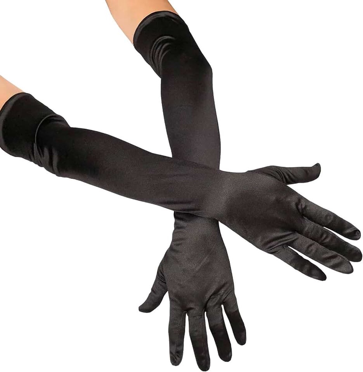 Handschoenen 1920s Opera Handschoenen Voor Bruiloft/Ballroom/Valentijn/Cosplay Party Kostuum Accessoire G3, Zwart, Eén maat