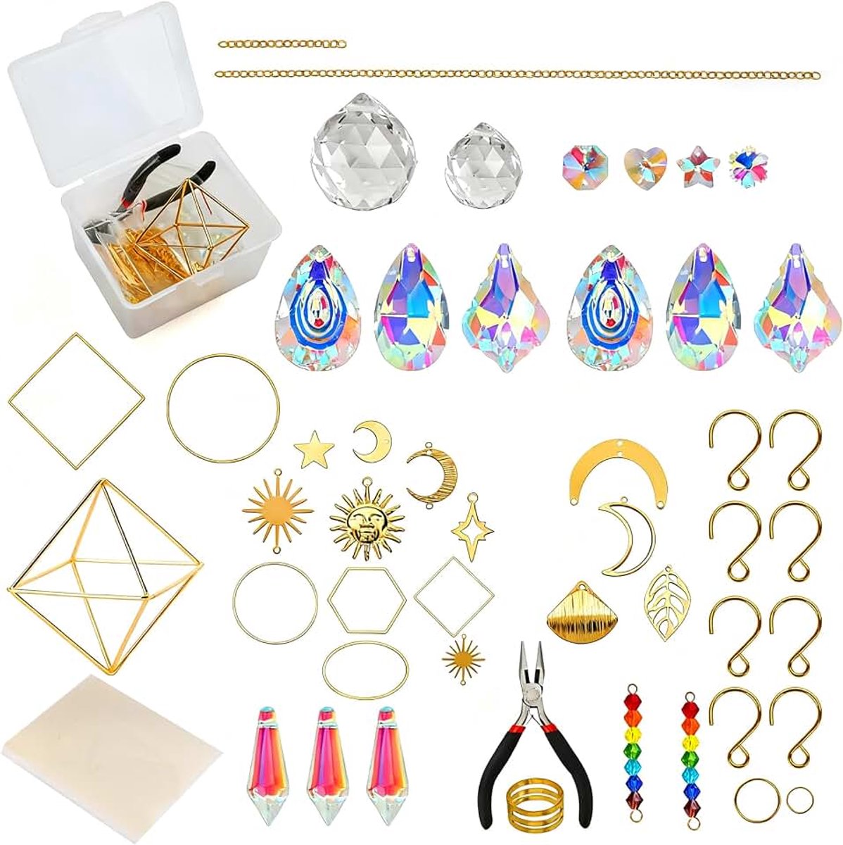 Zonnevangers kristal knutselset doe-het-zelf suncatcher set kristallen om op te hangen raamdecoratie hangende lichtvanger kristal voor ramen thuis kantoor tuin bruiloft decoratie