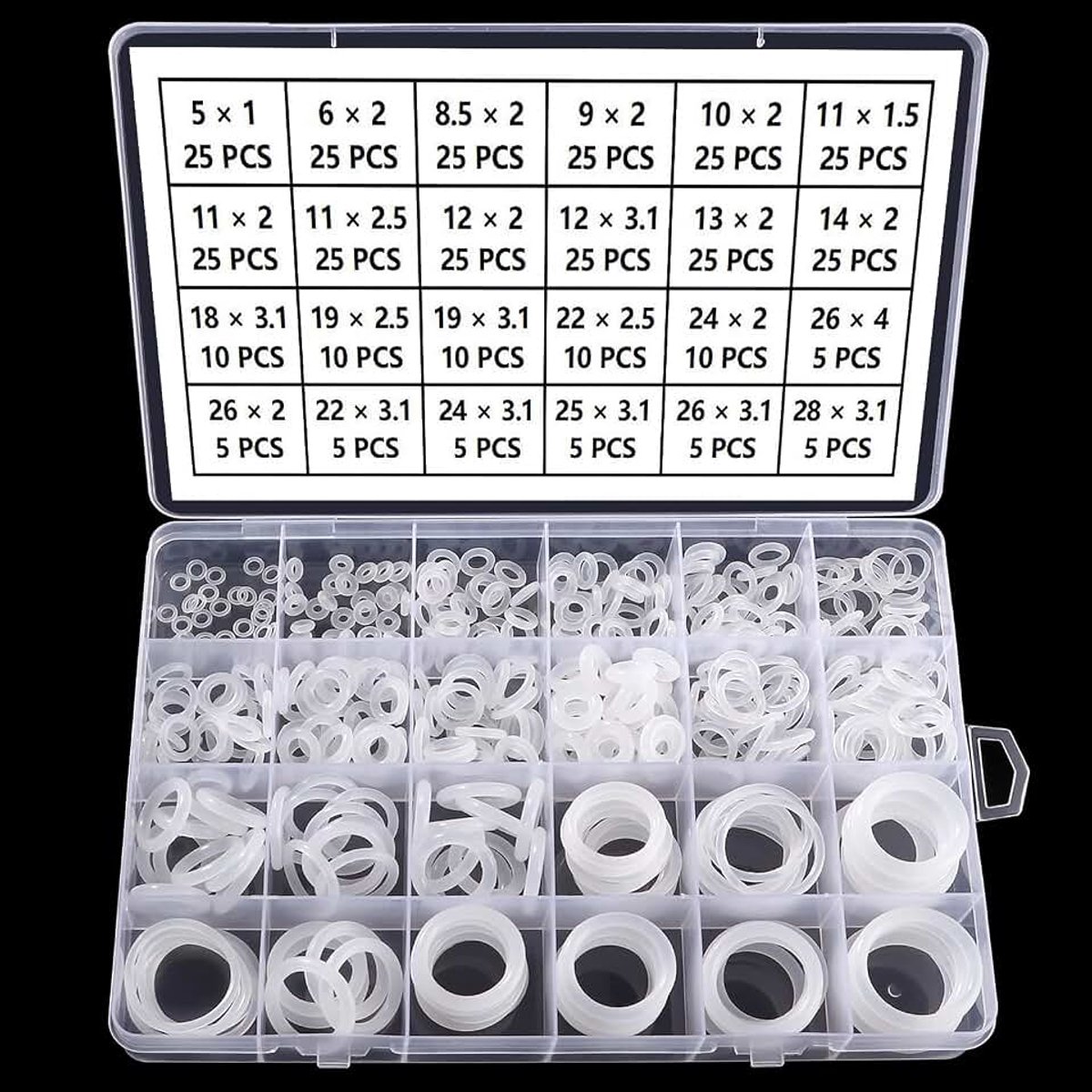 O-ringen Assortimentset, Silicone Metrische O-ringen, voor Tap Sanitair Wasmachine Afdichting & Auto Snelle Reparatie