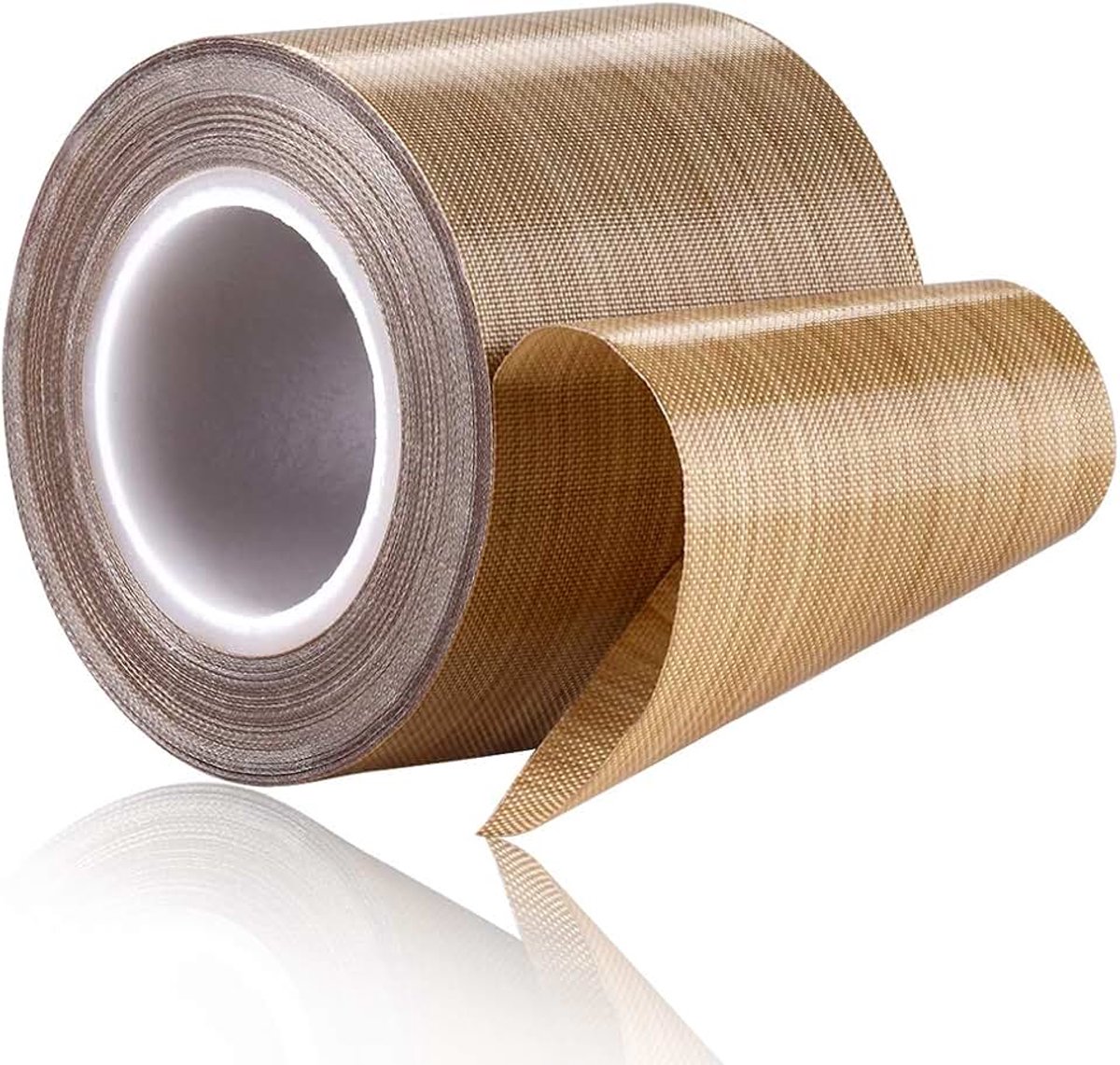 100% kwaliteitsgarantie; PTFE-gecoat glasvezel teflon tape, hoge temperatuur tape; drogen conveyerriem; lasafdichttape; -196 °C - +300 °C (48 mm x 12 yards x 0,18 mm, bruin 2)