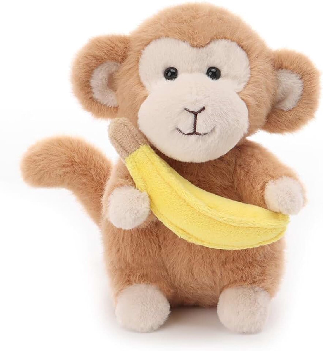 Lamb hardwerkende aap pluche dieren voor kinderen, zacht schattig knuffeldier voor baby meisjes en jongens, bruin, 16 cm