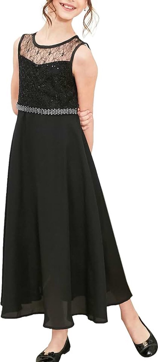 Jurk Strass Chiffon Bruidsmeisje Dansbal Maxi Japon 6-14 jaar