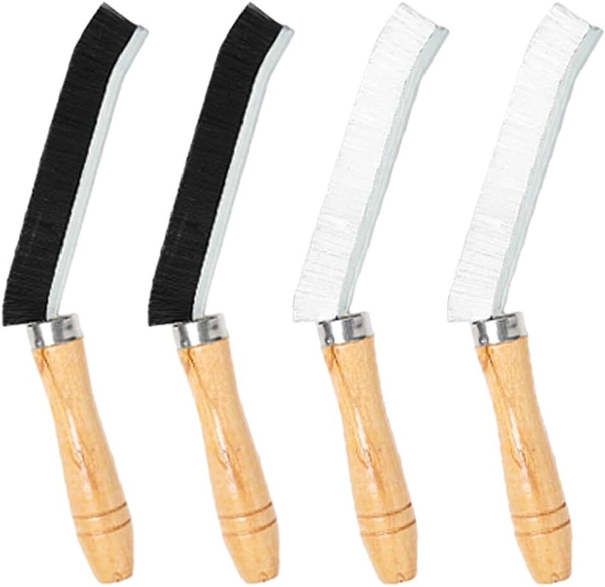 4 voegenborstels met houten handgrepen, lange voegenborstels, voegenreinigingsborstels met harde borstels, multifunctionele voegenreinigingsborstels, reinigingsborstels, fijne voegenreinigingsborstels