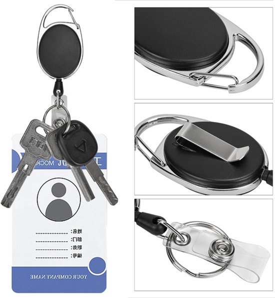 Set van 20 stevige uitrekbare badge-reels voor ID-badges, sleutelhangers en naamlabels, ideaal voor kantoor, zorgprofessionals en evenementen — afbeelding 2