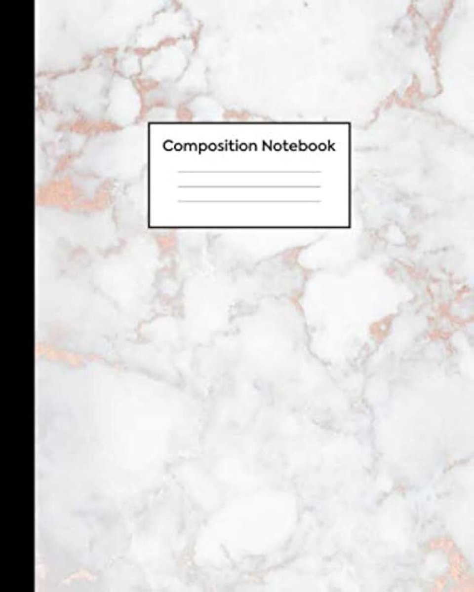 Notebook: Wide Rule - Soft White Marble and Rose Gold Journal for Girls, Kids, School, Students and Teachers (Wide Ruled 8 x 10, 100 pages)