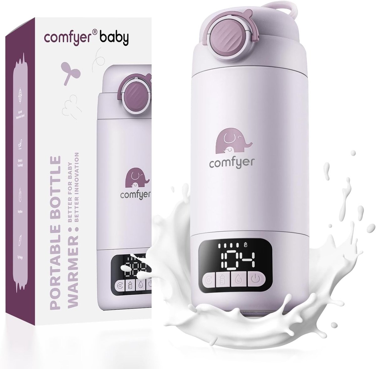 Flesverwarmer Draagbaar met Sterilisator 500 ml Babyfles Verwarmer met 16000mAh Batterij Snelle Verwarming Onderweg