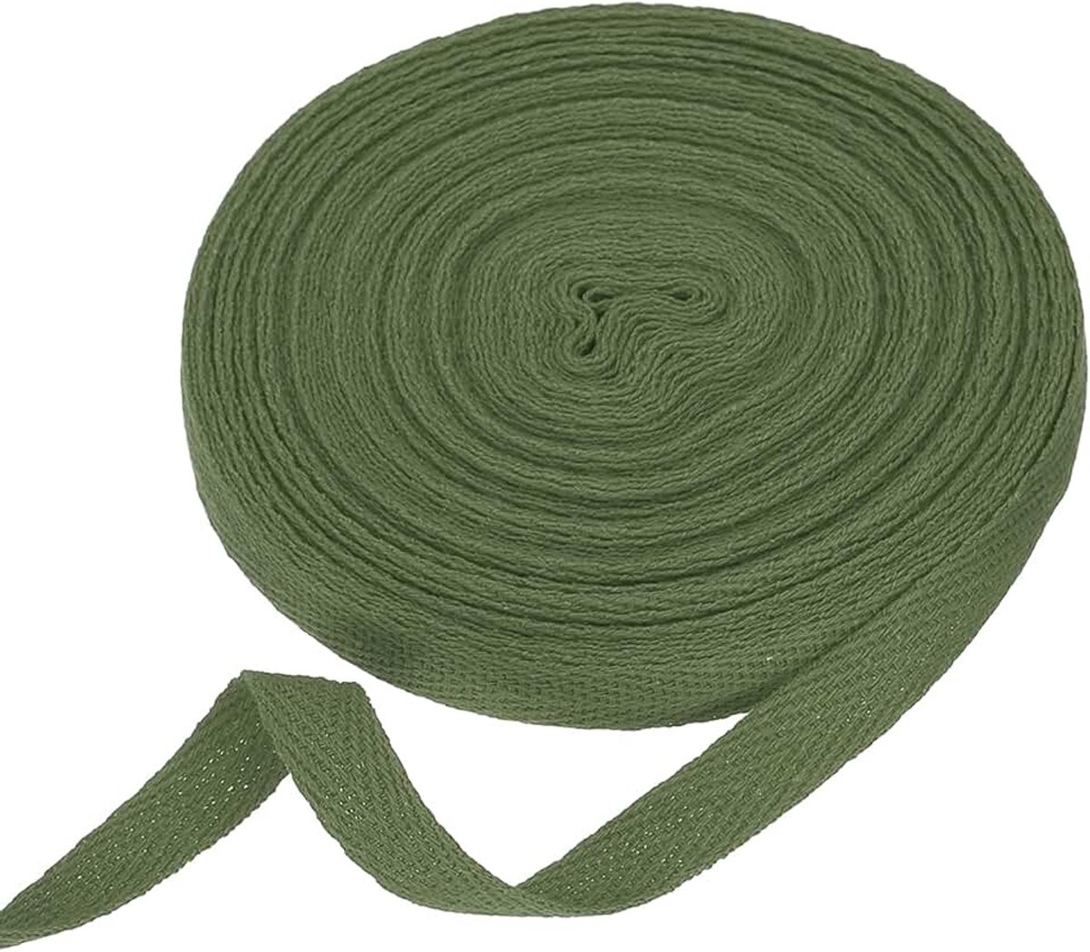 3/8 Inch Keperstof Katoenen Lint 11 Yards Visgraat Geweven Biais Voor DIY Naaien Geschenkverpakking, Olijfgroen