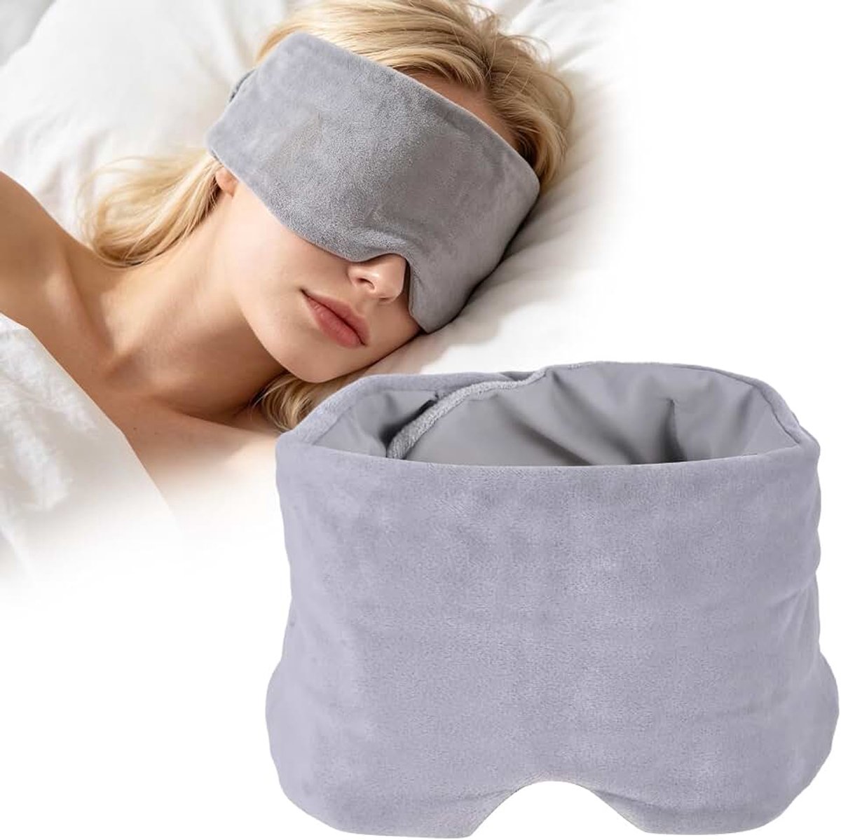 Verzwaarde slaapmasker voor een goede nachtrust, ondoorzichtig slaapmasker voor dames en heren met oorbeschermers voor een rustige nacht, gevuld met glazen kralen, ideaal om te slapen
