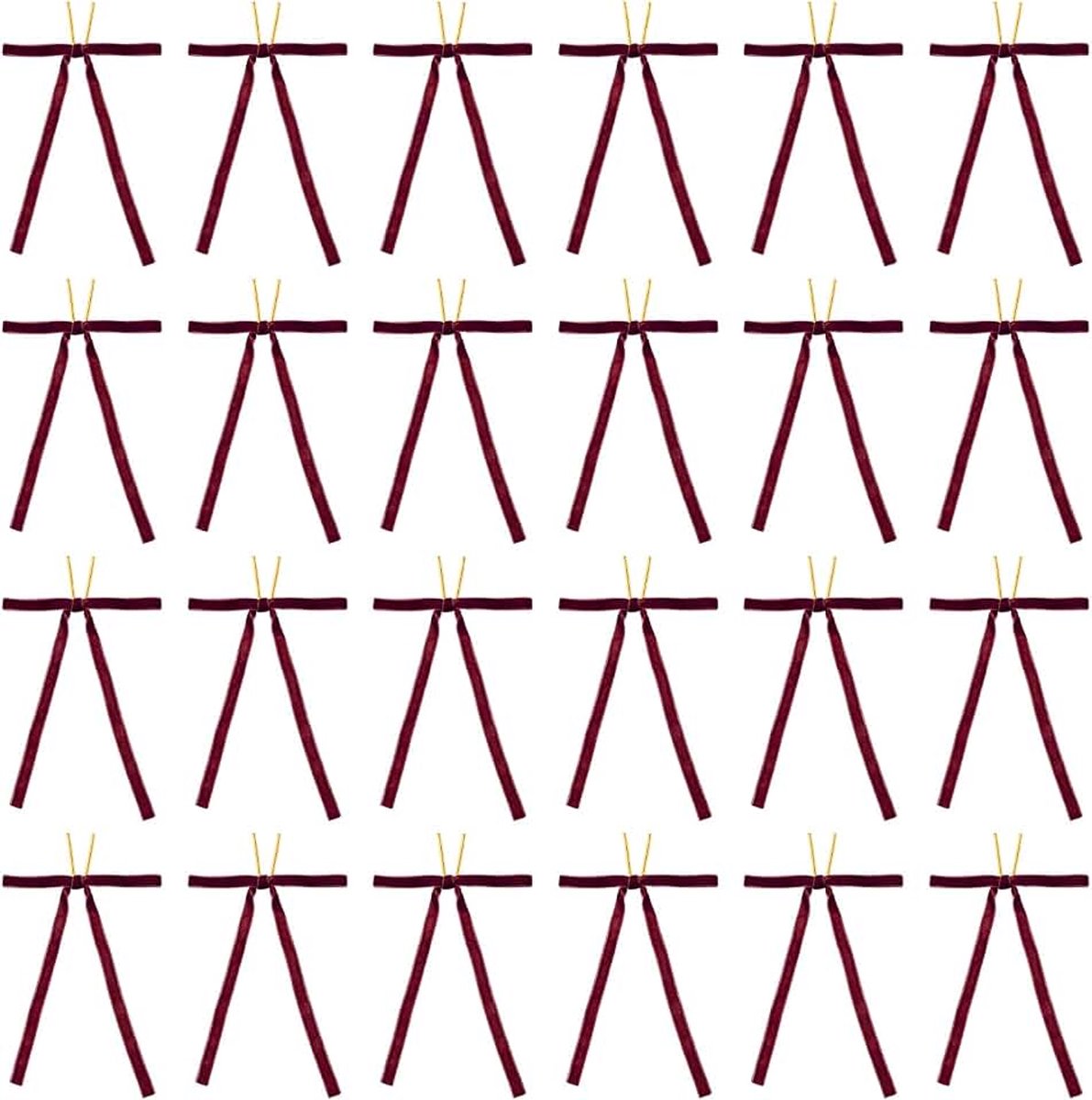 Strikken, 24 stuks fluwelen ornamenten lint geschenkstrikken vintage krans boog voor kerstboom bruiloft verjaardagsfeestjes decor, bordeaux (3/8 inch breed, 12 x 18 cm)