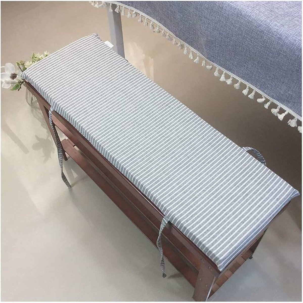 Tuinbankkussen Outdoor bankkussen Tuin schommelingen antislip stoelkussen voor terras, tuinbank, tuin, terras, bank, wasbaar, 4 cm dikke streep d 120 × 35 × 4 cm (47 × 14 × 1,6 ")