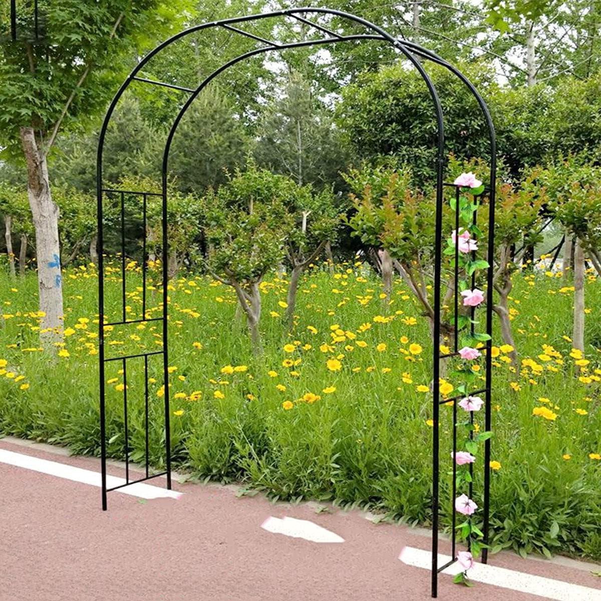 Rozenboog - Tuinboog Pergola - Planten Ondersteunen - Verzinkte IJzeren Buis - 240 cm breed - Zwart