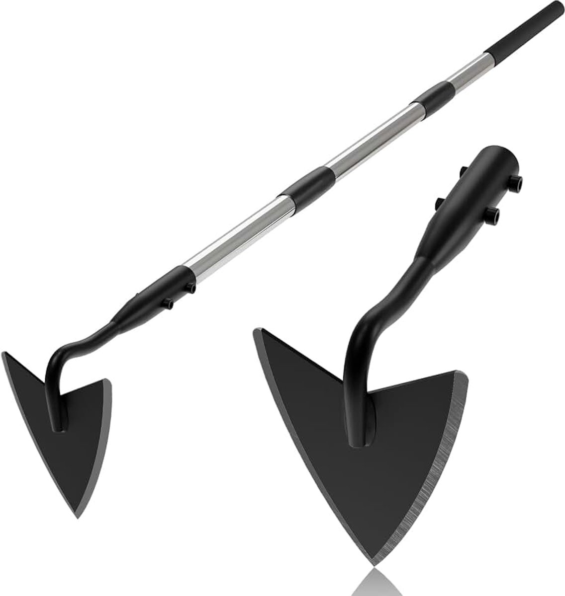 Schoffel, tuingereedschap, 167 cm, lange steel, zware metalen tuinschoffel voor wieden, verstelbare driehoekige tuinschoffel voor greppel, losse grond, landschap