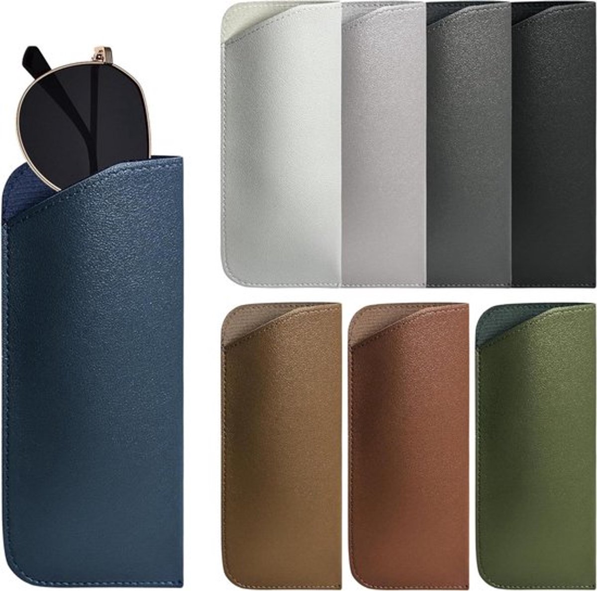 Set van 8 zachte brillenkokers van microvezel - Meerkleurig - Geschikt voor zonnebrillen en sieraden