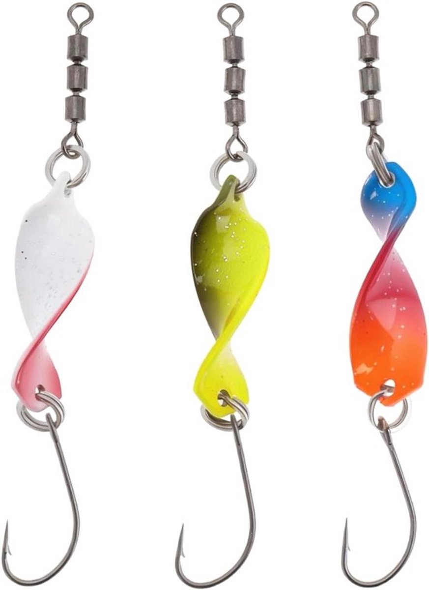 Viskunstaas Spinner - Forelbaars Zoetwater - Set van 3 - Lepelvorm - Hoge Actie - 18x7mm - 70mm Lengte - Geschikt voor Baars Kopvoorn Forel - Zilver Rood Blauw - 3 STKS Spinner Rotor met Hoge Actie voor Visserij in Zoetwater.