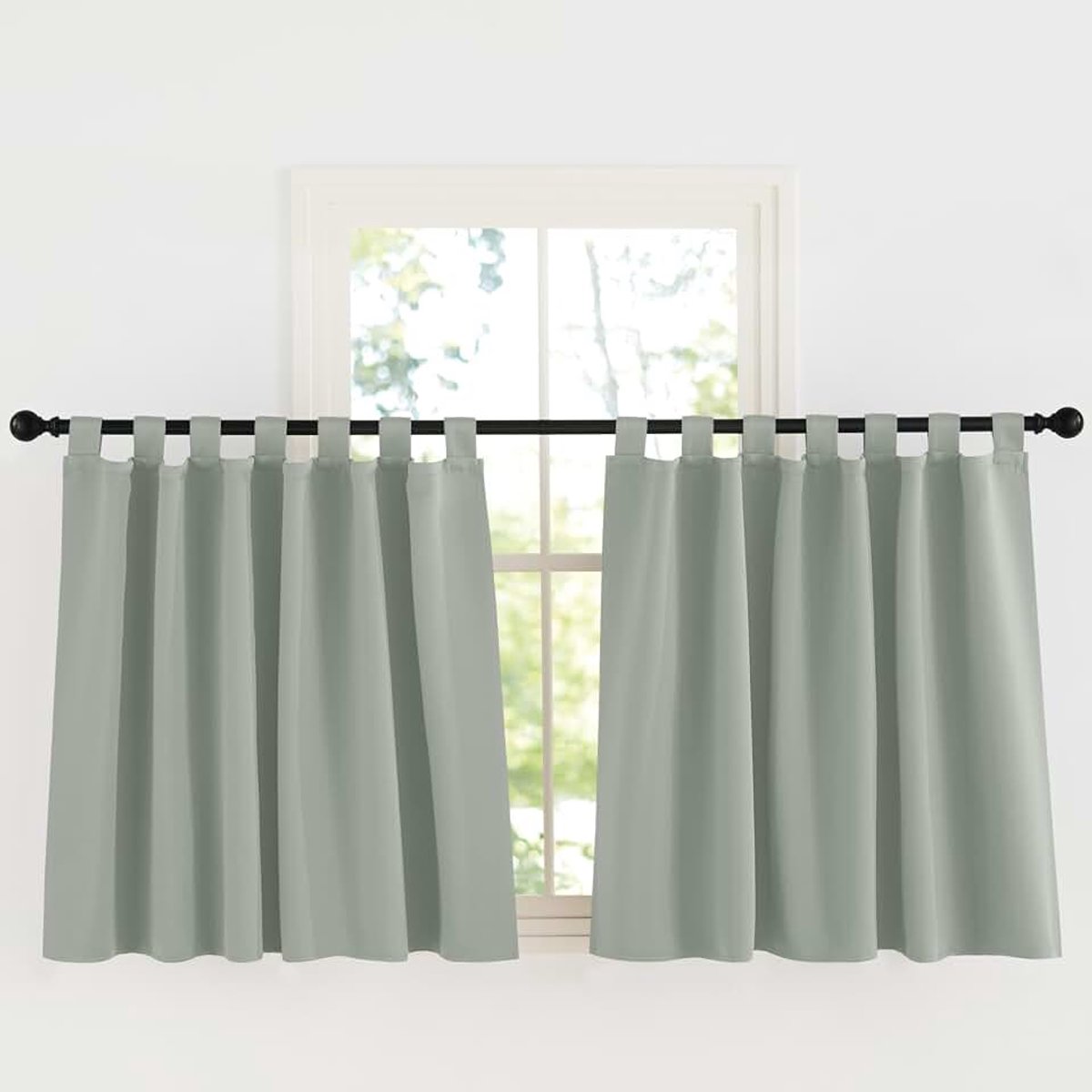 Gordijgen Kant en Klaar Keukengordijnen Korte Maat voor Woonkamer Slaapkamer Studeerkamer Kinderkamer Verduisterende Roedezak,140B x 125H cm (2 Panelen),Salingroen