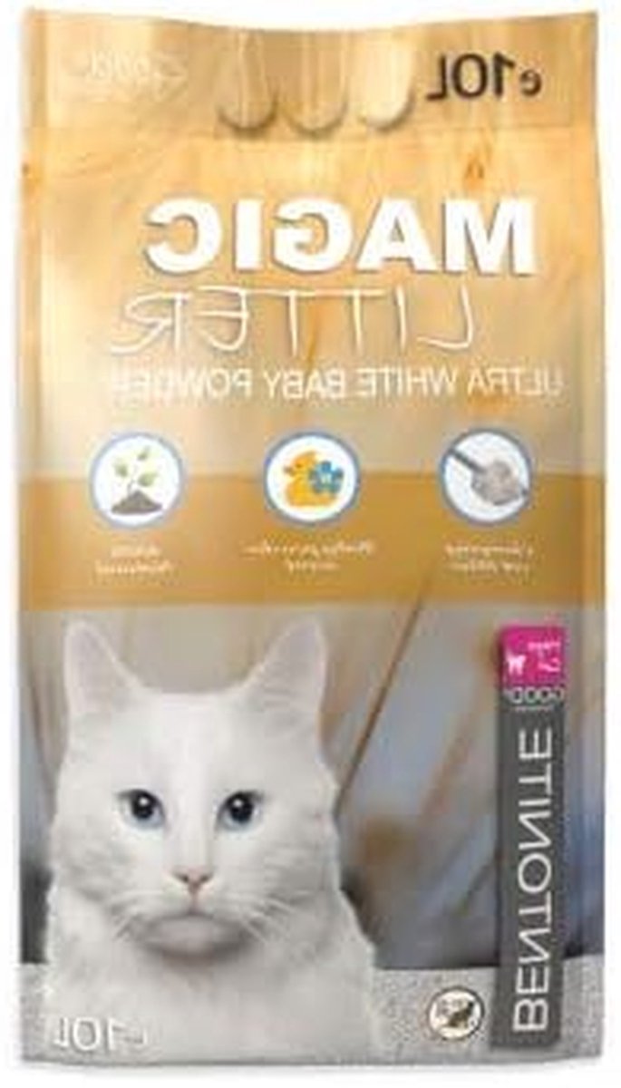 Kattenbakvulling - Klaverblad - Geur neutraliseren - Natuurlijke klei - 10 Liter - Wit