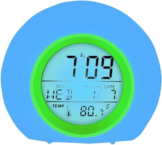 Digitale wekker - Kinderalarm - Ontwaken met licht - 7 Kleuren wisselend - 100x100x100 mm - Groen — afbeelding 3