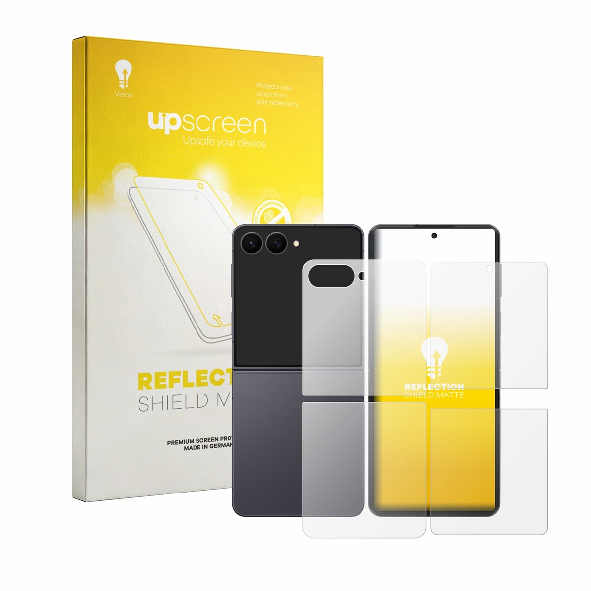upscreen - Screenprotector voor Samsung Galaxy Z Flip 8 (Voor+Achter) - Folie Beschermfolie anti glare matte