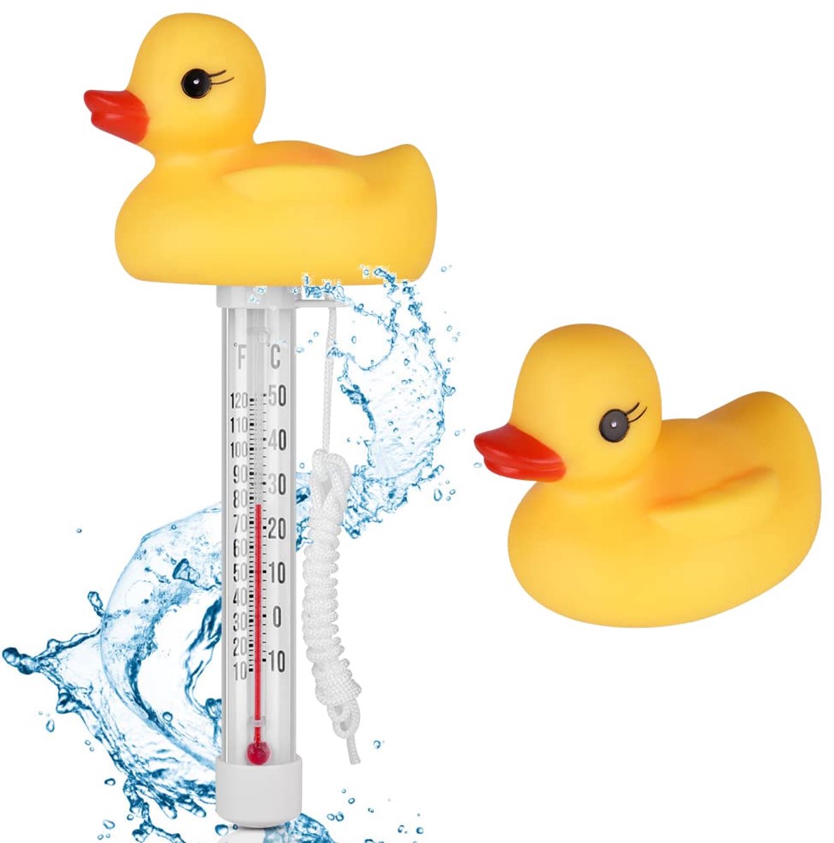 Drijvende zwembadthermometer - Gele eend - Voor zwembad en babyzwembad - Meet watertemperatuur - SnelShoppen