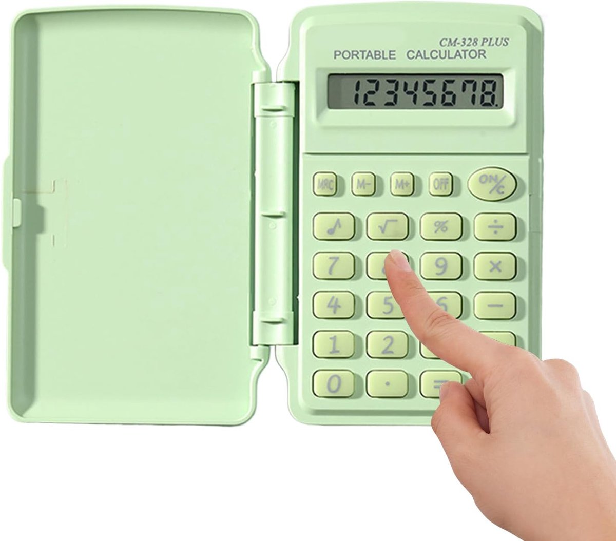 Draagbare mini-rekenmachine, rekenapparaat met deksel, zakrekenmachine, mini-rekenapparaat, draagbare school en kantoor, compact en lichtgewicht, voor school, kantoor, thuis, zakelijk gebruik