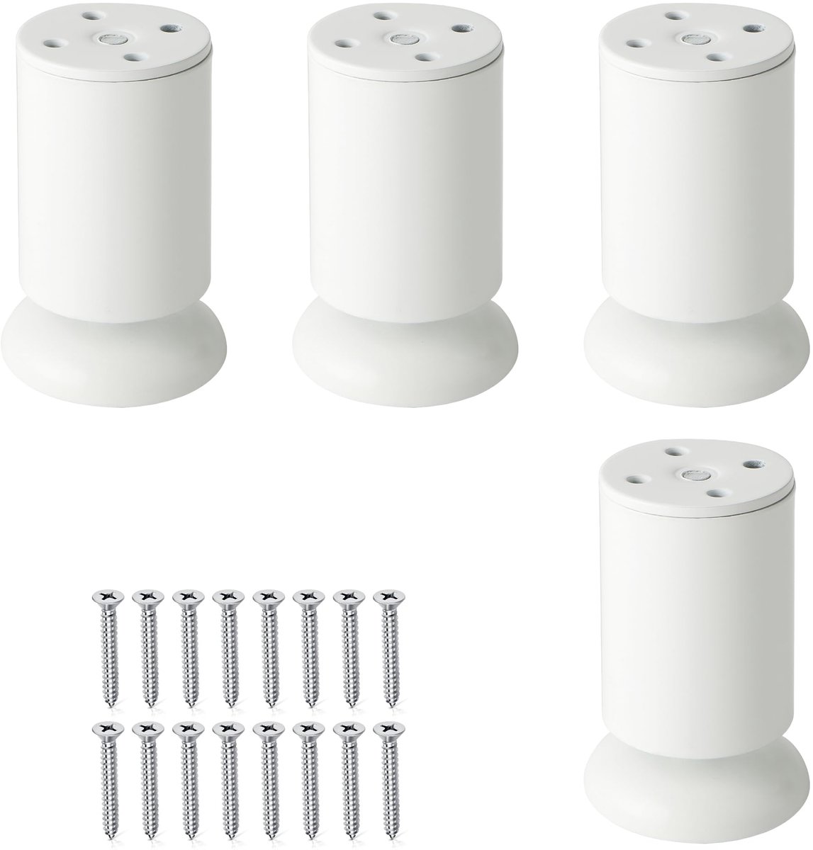Meubelpoten, verstelbaar, tafelpoten, metaal, roestvrij stalen look, voor meubels, meubelverhoging, kastpoten, meubelpoten, bedpoten (wit)