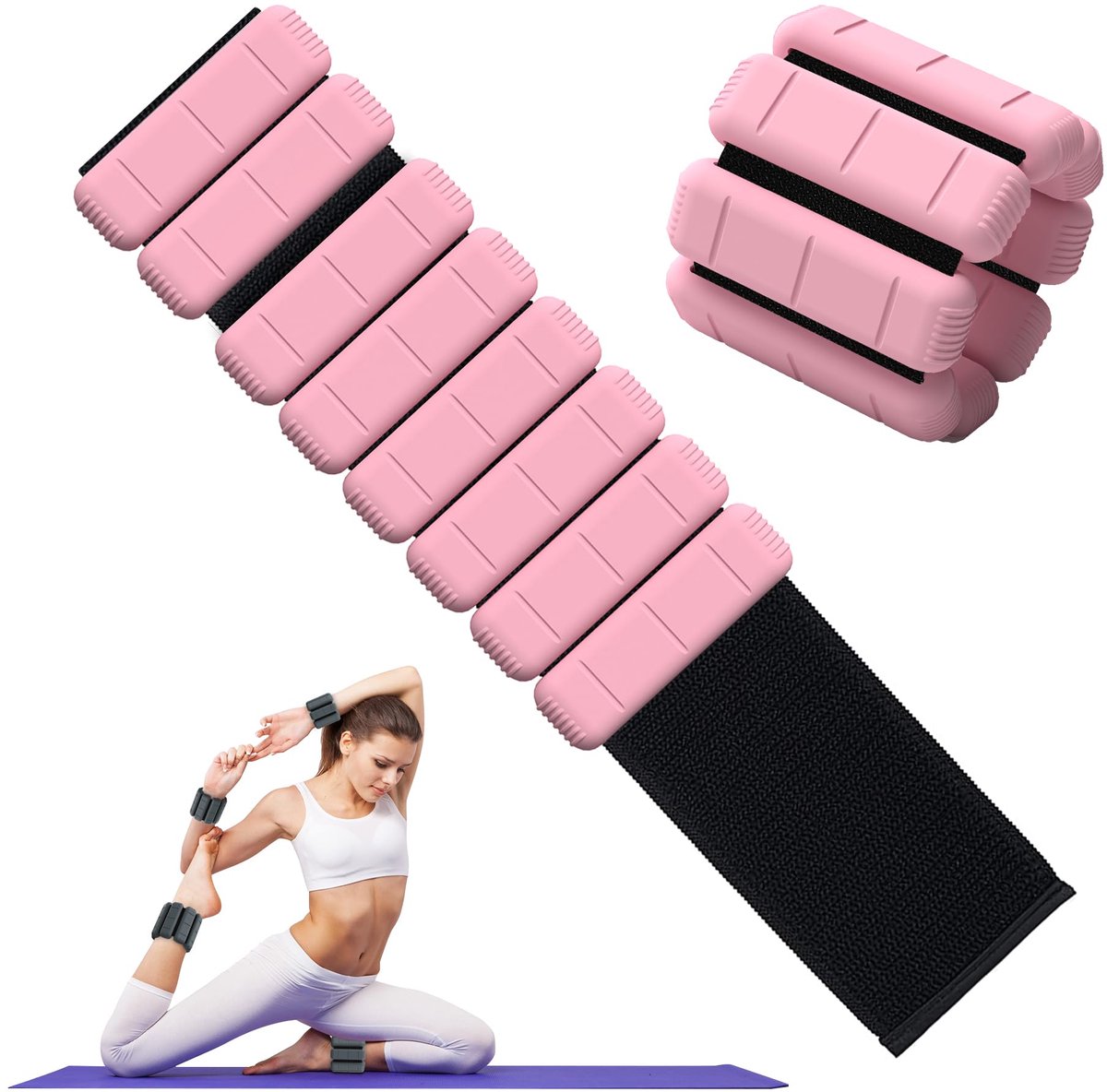 Draagbare pols-enkelgewichten, set van 2 (elk 1 lb/2 lbs), verstelbare gewichtsmanchetten, armgewichtsarmband voor krachttraining, wandelen, hardlopen, pilates, joggen, yoga