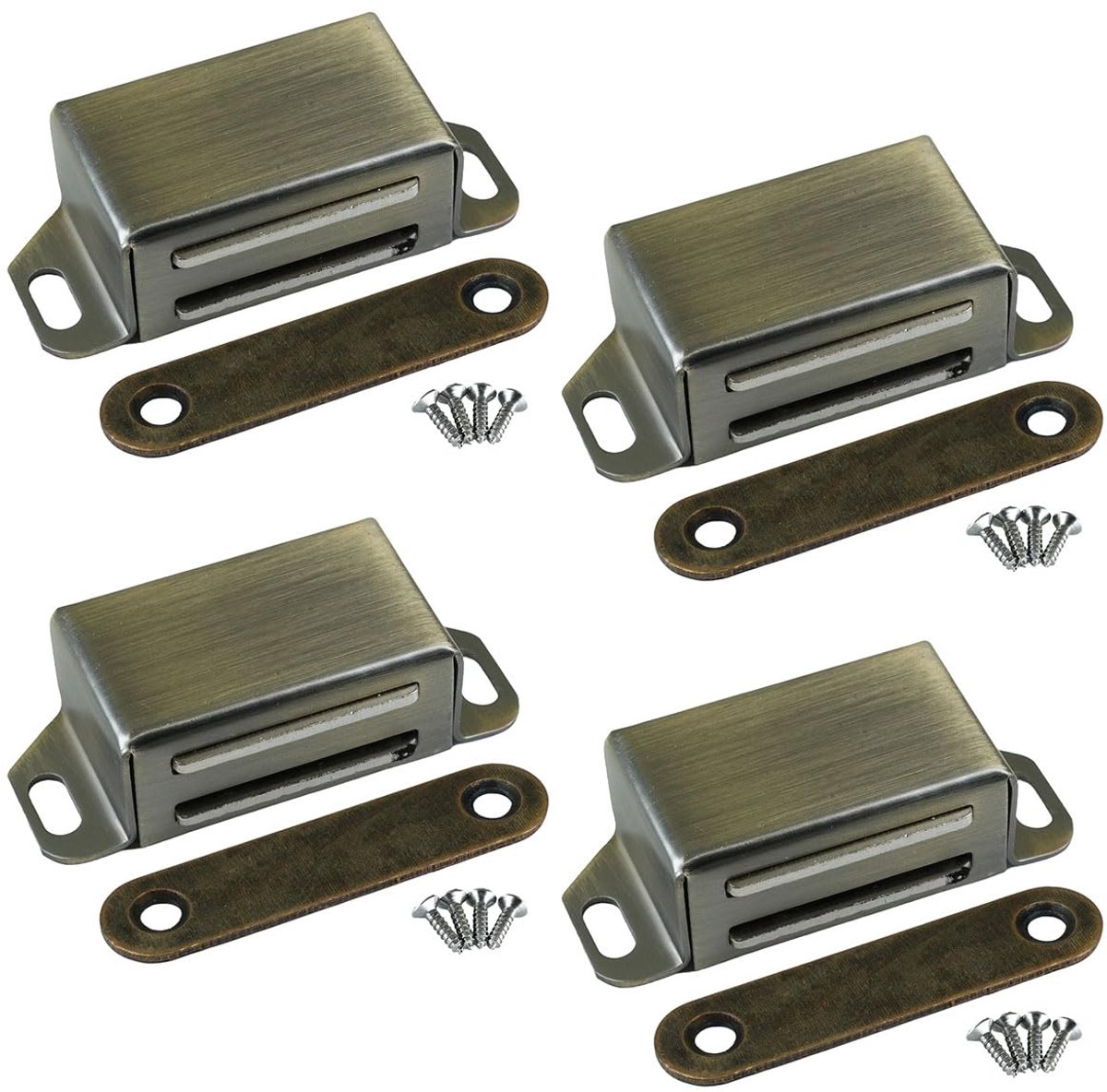 Magnetische deurmagneten voor kastdeuren, sterke magneetsluitingen, 14 kg, roestvrij staal, laden, magnetische deursluiter, magneet voor meubels en balkondeuren, brons (4 stuks)