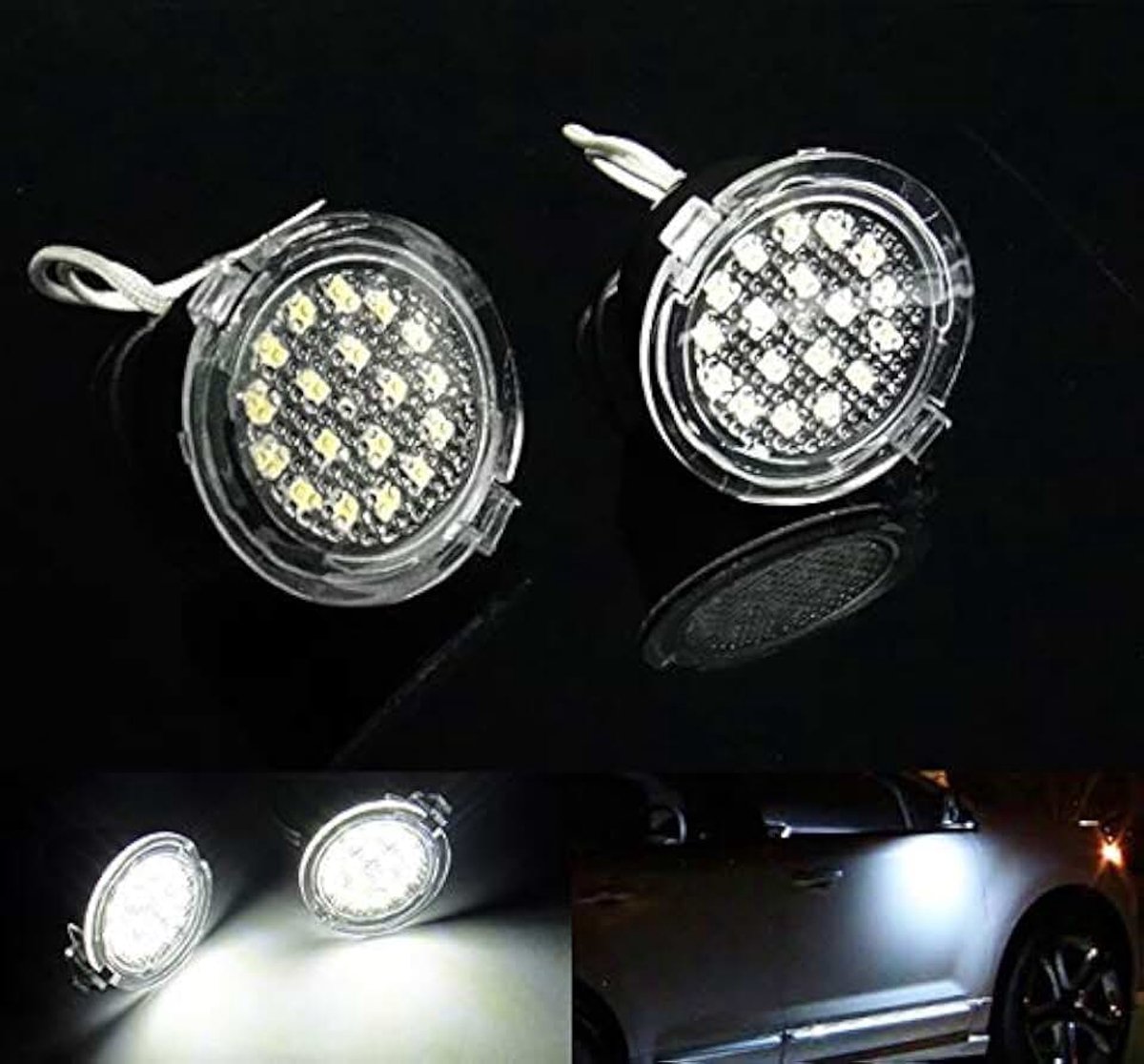 2x LED zijspiegel instapverlichting wit voor C-MAX ECOSPORT EDGE FOCUS III GALAXY IV KUGA MONDEO V RANGER TKE