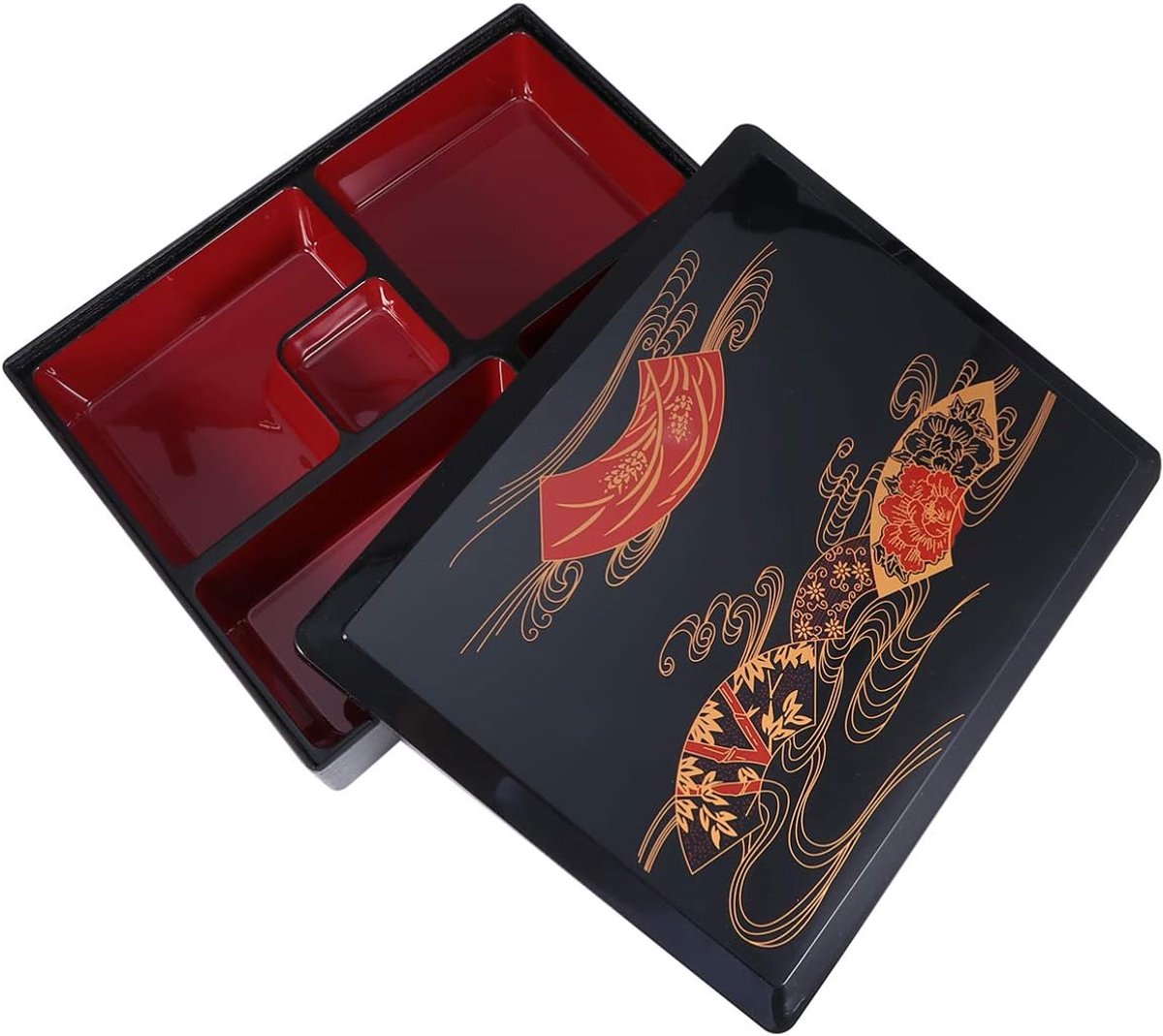 Japans gelakte lunch, bentobox, traditioneel huis, dienblad, levensmiddelenhouder, voor restaurant of thuis