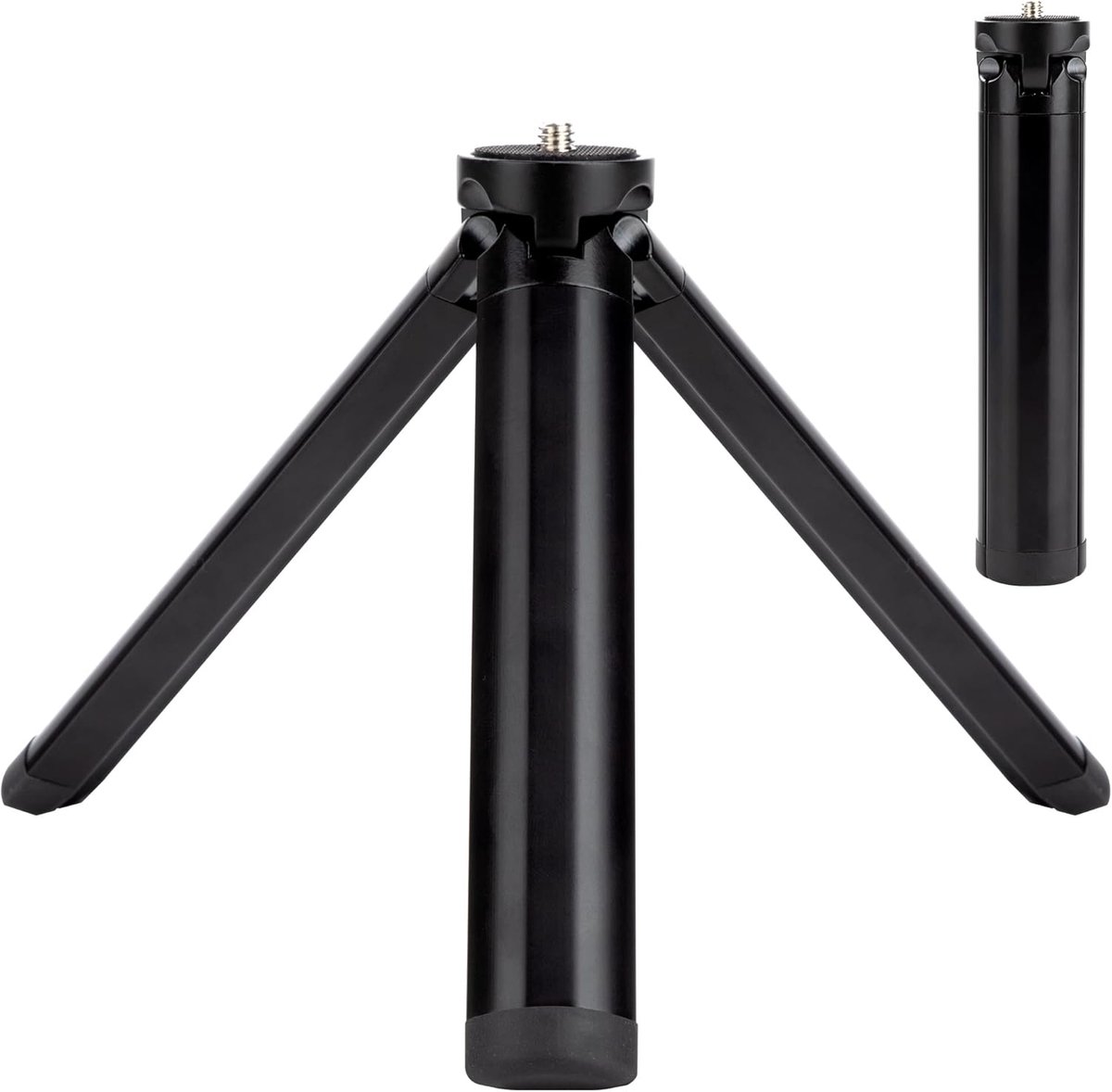 Mini statief voor camera, tafelstatief van aluminiumlegering met 1/4 inch schroef voor GoPro smartphone webcam, DSLR-camera, camcorder, gimbal, zwart