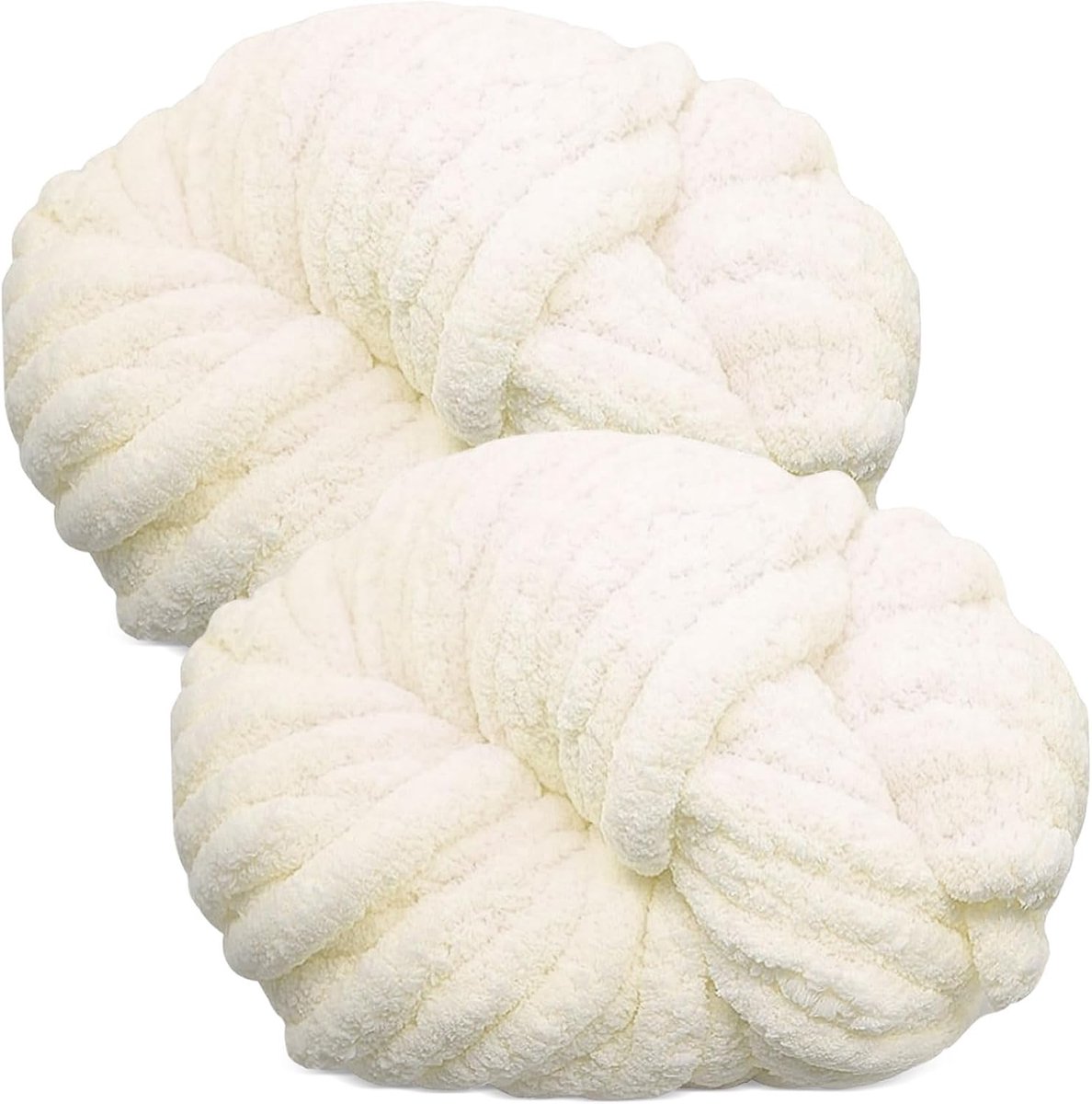 wolgaren, 2 stuks, 500 g, zacht garen, XXL, zachte chunky wol, om te haken voor dekens, sjaals, mutsen, huisdiernest (melkachtig wit)