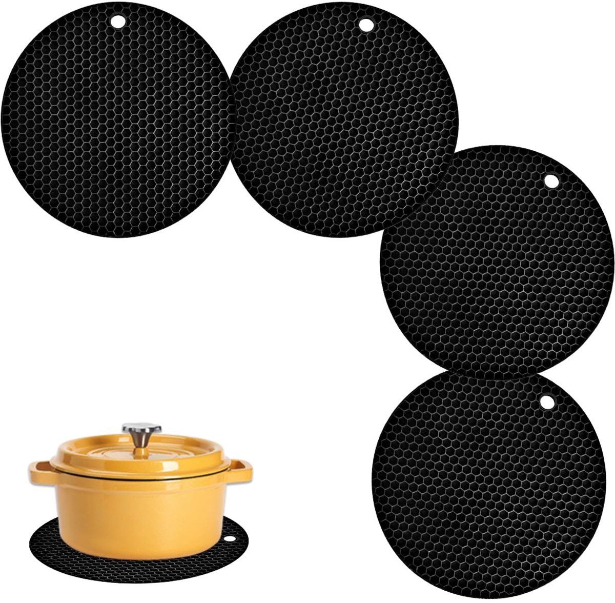 Siliconen pannenonderzetters 17,5 cm - hittebestendig - antislip - bescherm je tafel - SnelShoppen