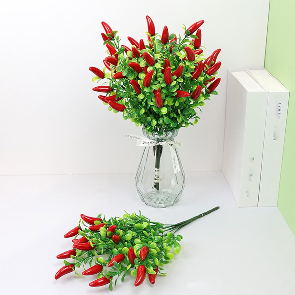 4 stuks kunstmatige chilipepers, simulatievruchten, decoratie voor thuis, tafel, bruiloft, kerstdecoratie, feest, tuin (chili)