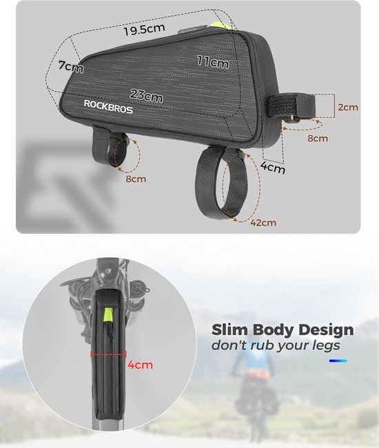 frametassen, fietsen, bovenbuistas, slanke fietsen voor MTB, racefietsen, e-bike, ca. 1,1 l van ROCKBROS — afbeelding 5