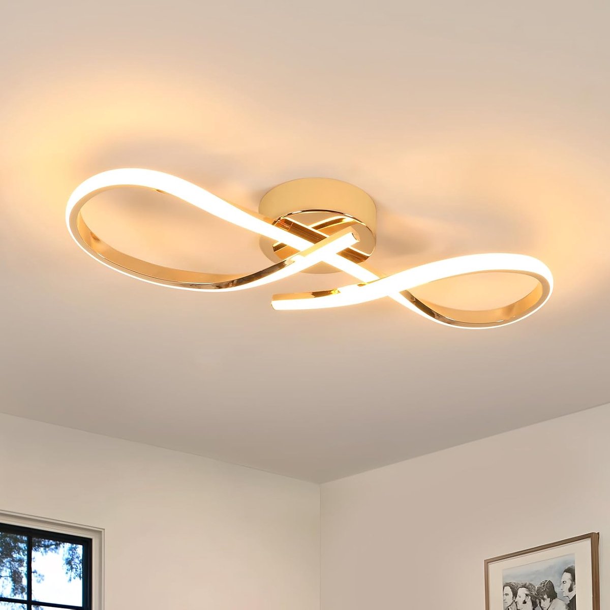 Riserva LED Plafondlamp modern onregelmatig verguld goud 24W warm wit 3000K voor woonkamer slaapkamer keuken