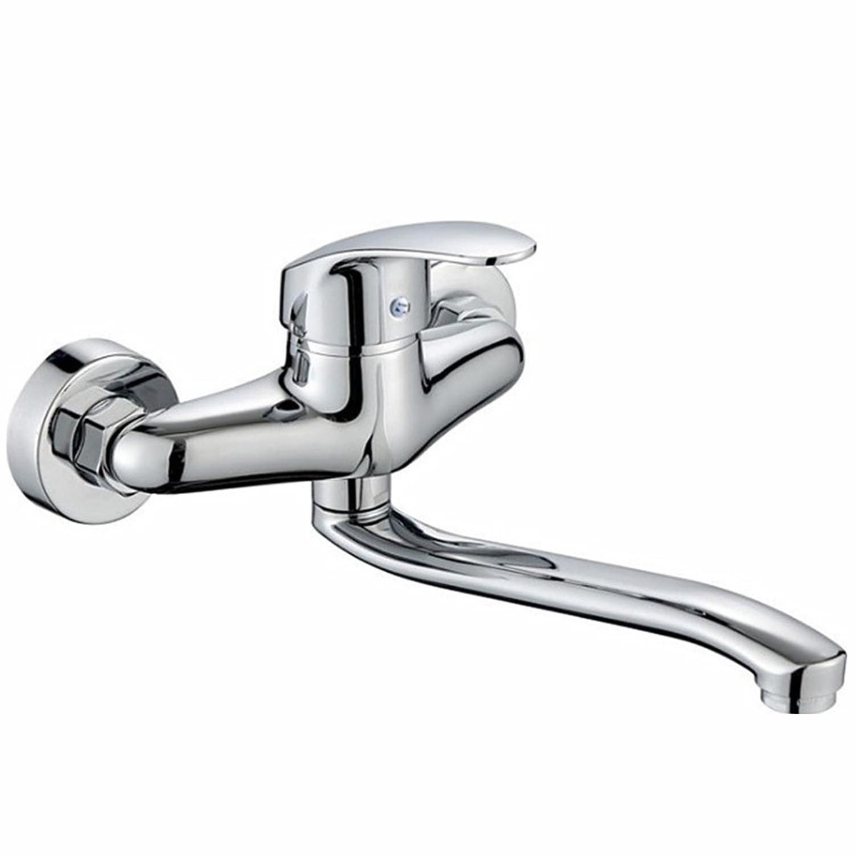 MODFU Keukenkraan Wandmontage Zilver – Draaibare Uitloop Mengkraan voor Warm en Koud Water – Modern Design – Duurzame Zinklegering – Afmetingen 25x18x10 cm