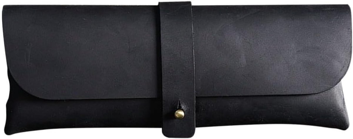 Etui in vintage-stijl - en Potloodhouder met Drukknopsluiting - Opbergtas voor Schrijfwaren - Ook Geschikt als Brillenhoesje - Zwart