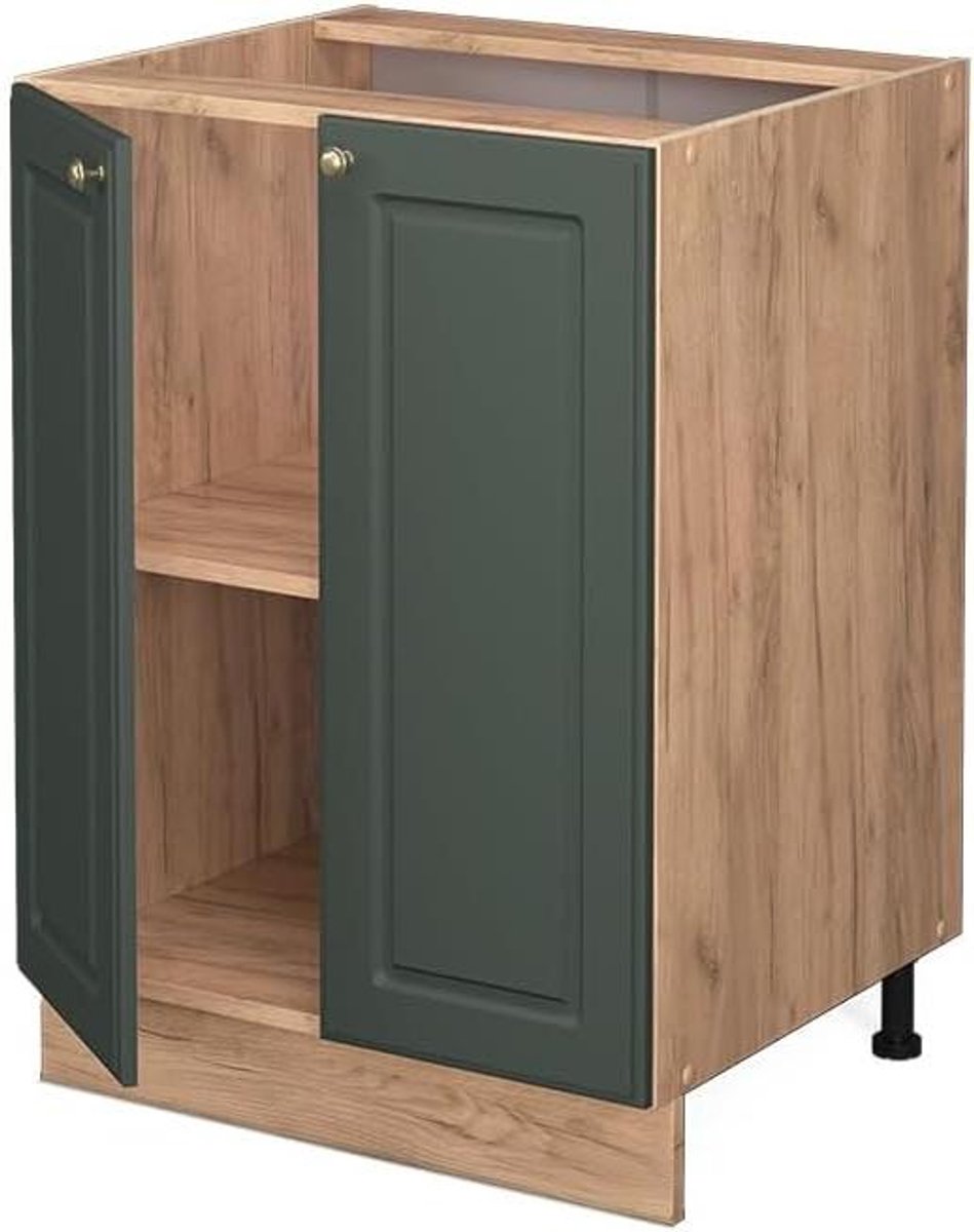 Keukenonderkast - Keukenmeubel - Keuken Inrichten - Soft-close scharnieren - 60 cm breed - Groen-Goud Landhuis