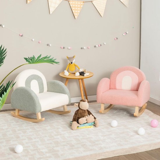 Kinderstoel Kinderbank - Mini Sofa - Ontspannen Zitten - Teddy Fluweel - 50x49x50 cm - Grijs — afbeelding 5