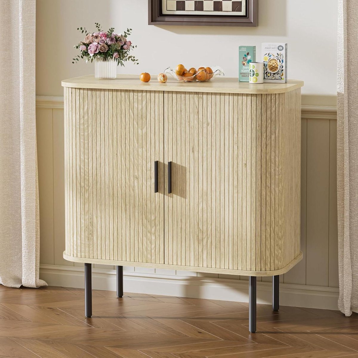 Opbergkast - Keukenkast Dressoir - Ruimte Organiseren - Schuifdeuren - 80x40x81.5 cm - Houtkleuren