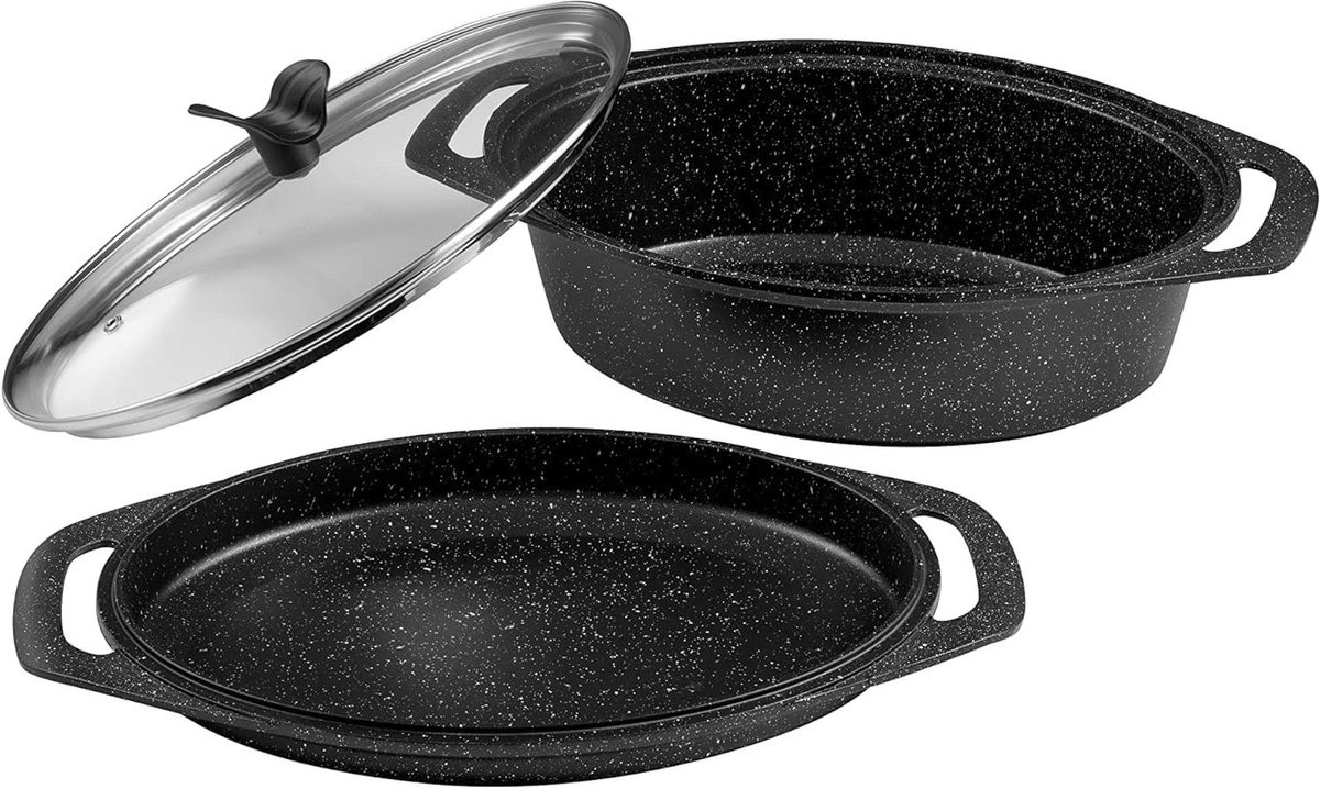 Slowcooker Aluminium - Gietijzeren pan - Langzaam Garen - Inductie Geschikt - 24 cm - Zwart