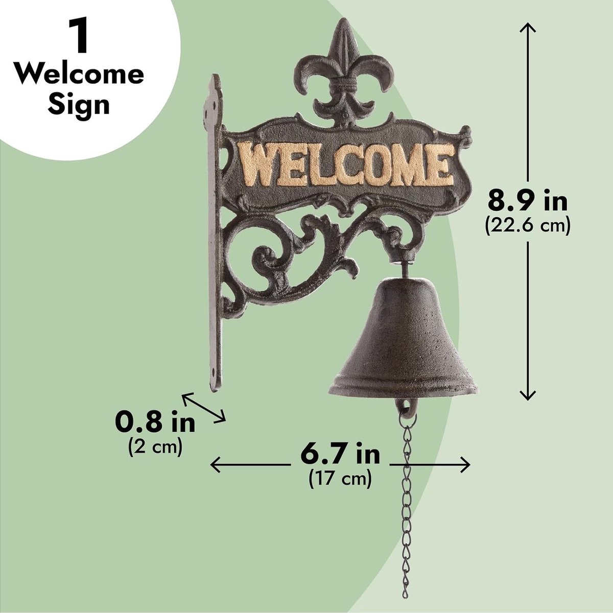 Gietijzeren Deurbel - Decoratieve Bel - Huis Verfraaien - Antieke Look - 17 x 22.6 cm - Zwart
