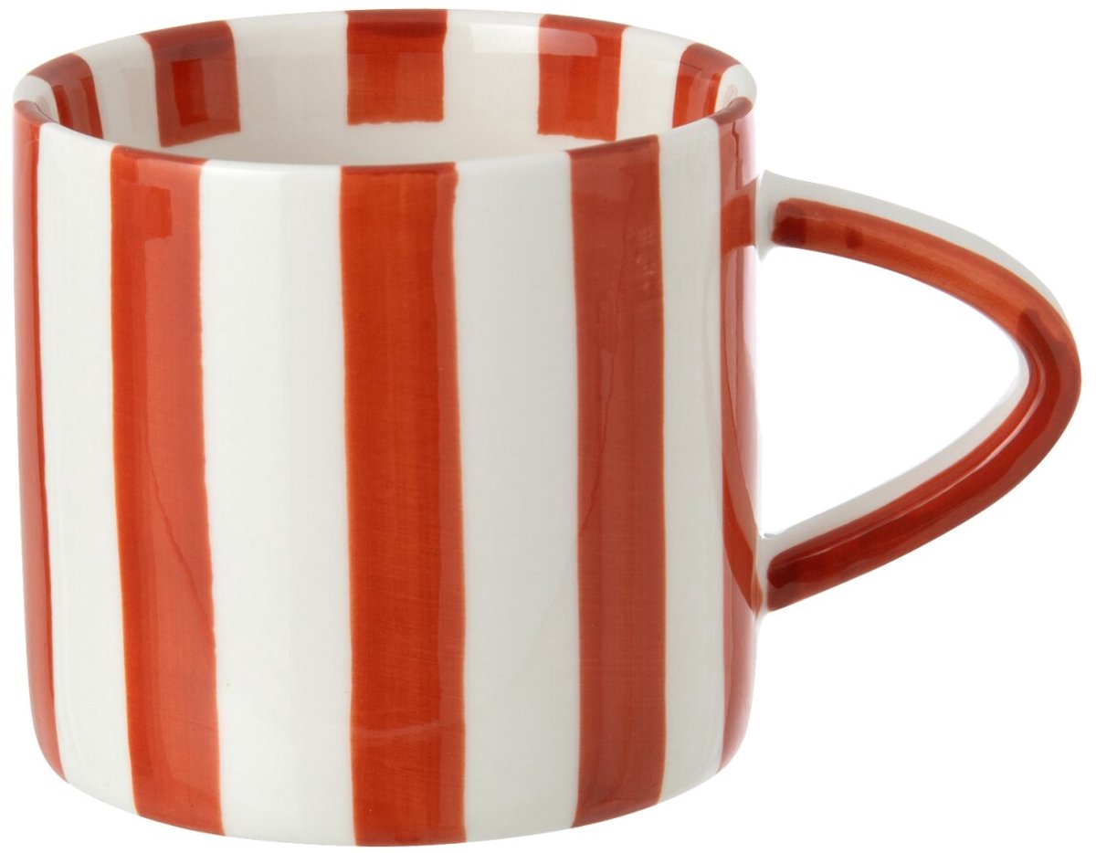 J-Line kopje - steengoed - cognac/wit - 4 stuks
