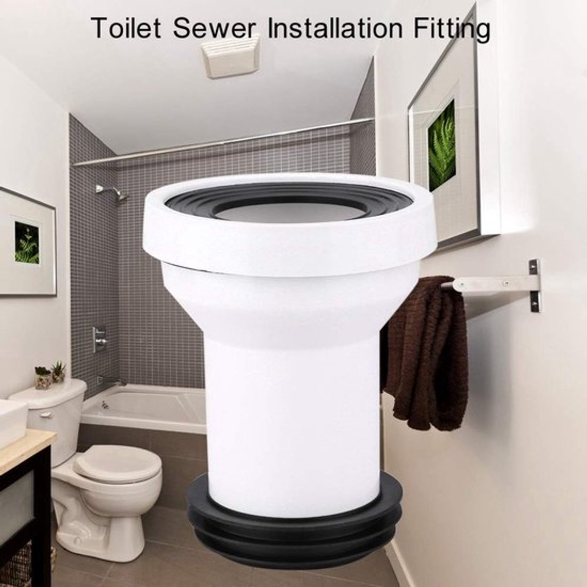 WC-aansluitset Hoogwaardige Afdichting - Aansluitslang - Toiletafvoerpijpadapter - PP Materiaal - Waterdicht - Binnendiameter 7,8cm - Toiletaansluiting
