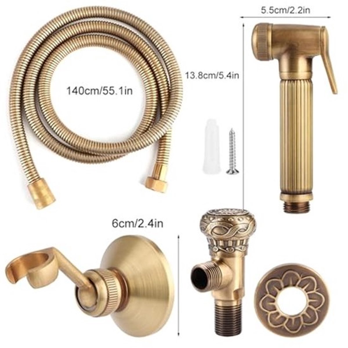 Bidet Sproeier Multifunctioneel - Handdouche - Slang - Vintage Messing - Ergonomisch - Duurzaam Materiaal
