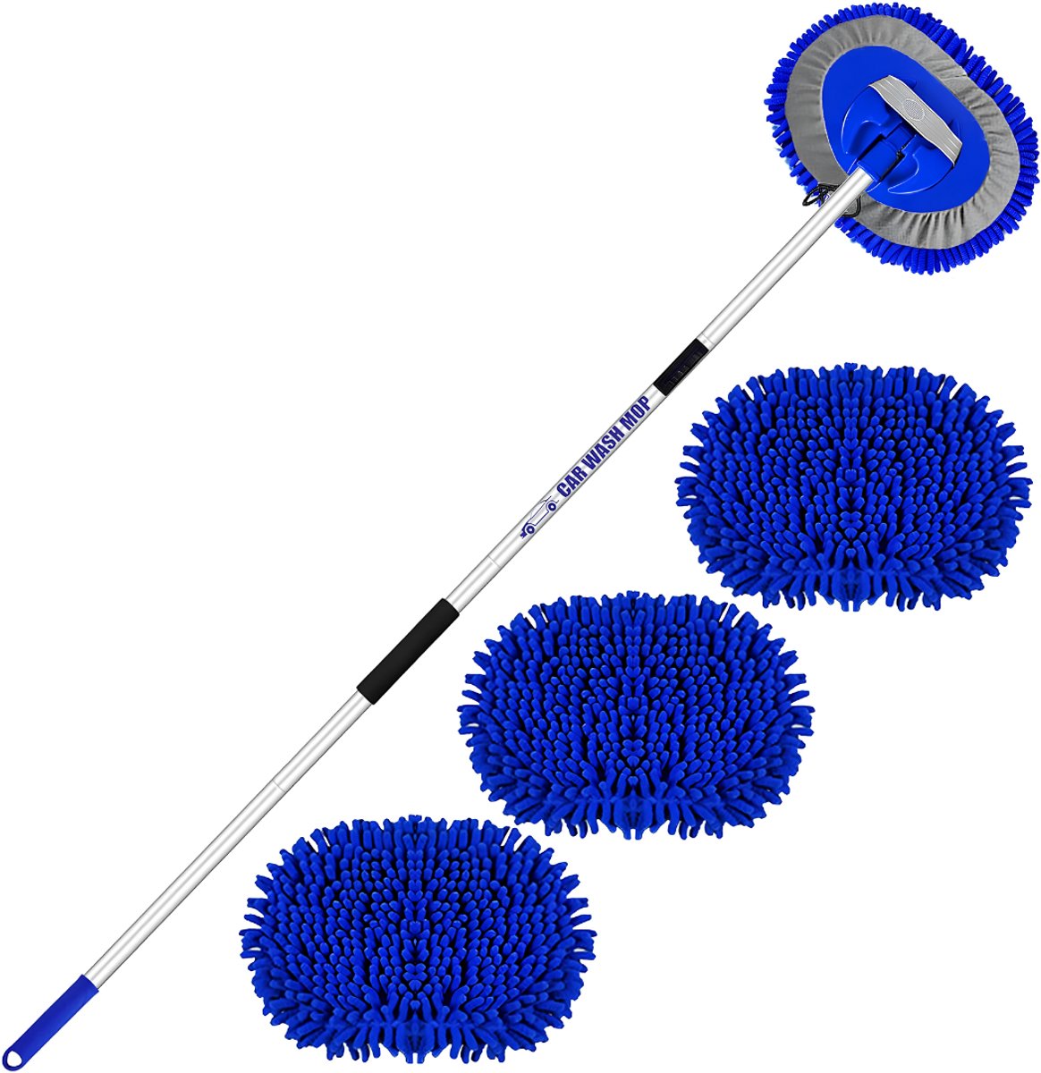 LNMsolutions® Telescopische Wasborstel - Wasborstel - Autowasborstel - Zilver/Blauw - 42cm x 23cm x 11cm
