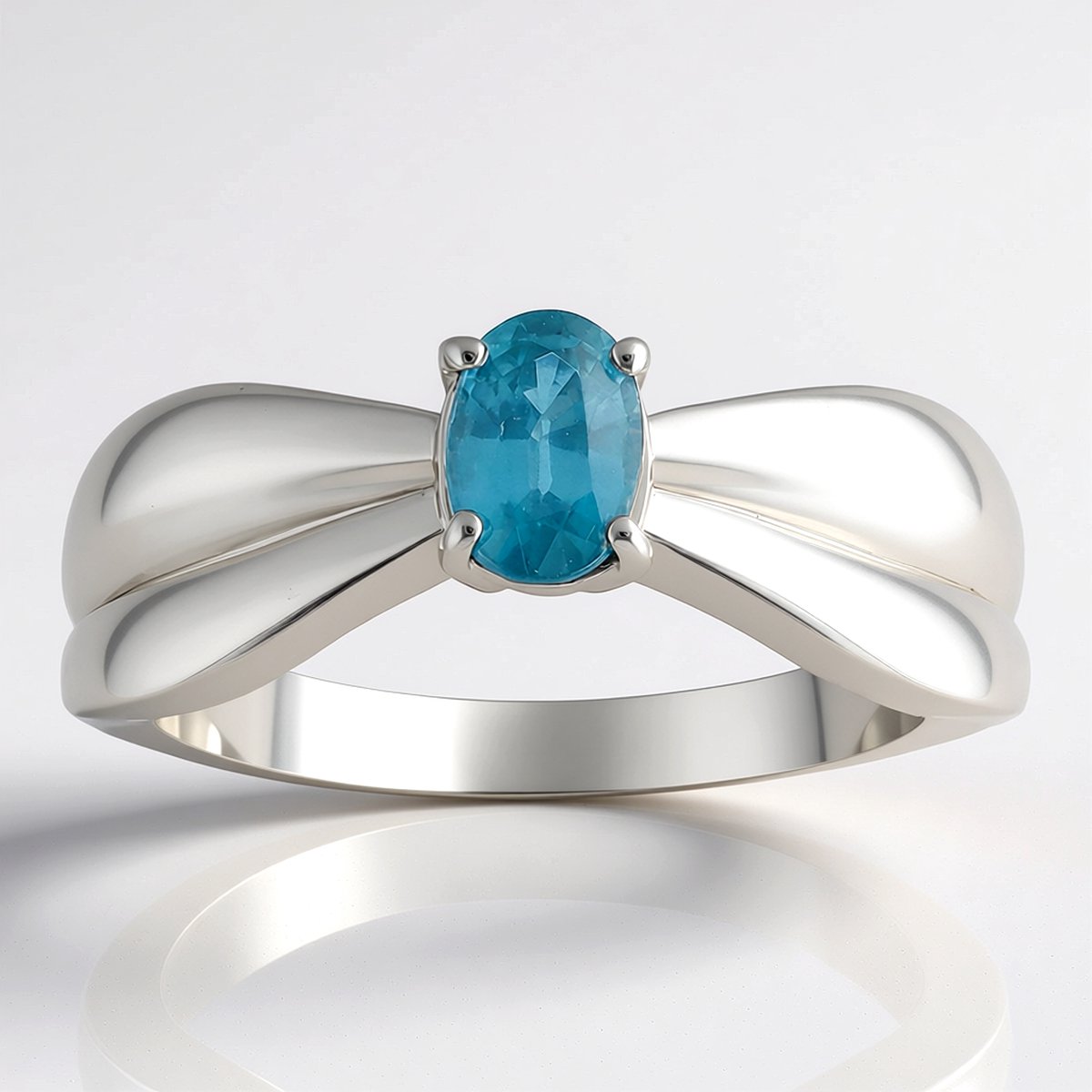 Cavill - Zilveren ring met groene kyaniet 0,54 ct - 925 sterling zilver rhodium - Ovaal geslepen edelsteen - Moderne elegante ring